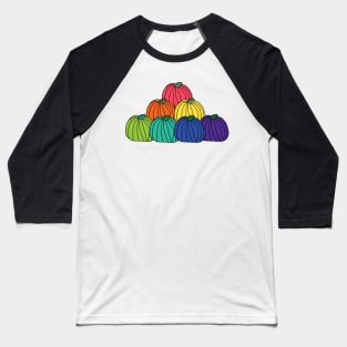 Rainbow Colored Pumpkin Pile Baseball T-Shirt